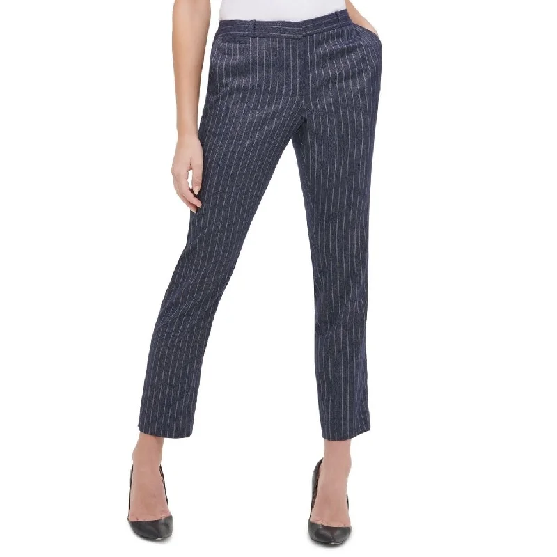 Mini Dresses for Youthful Look -Tommy Hilfiger Women's Radcliffe Pinstriped Slim-Fit Dress Pants Blue Size 12