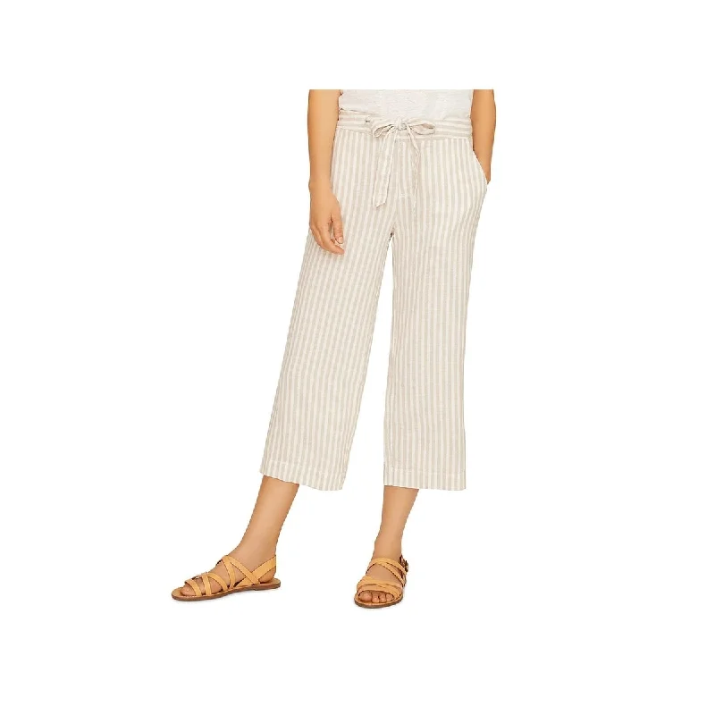 Casual Dresses for Everyday -Sanctuary Women's Linen Blend Stripe Dress Pants Beige Size 32