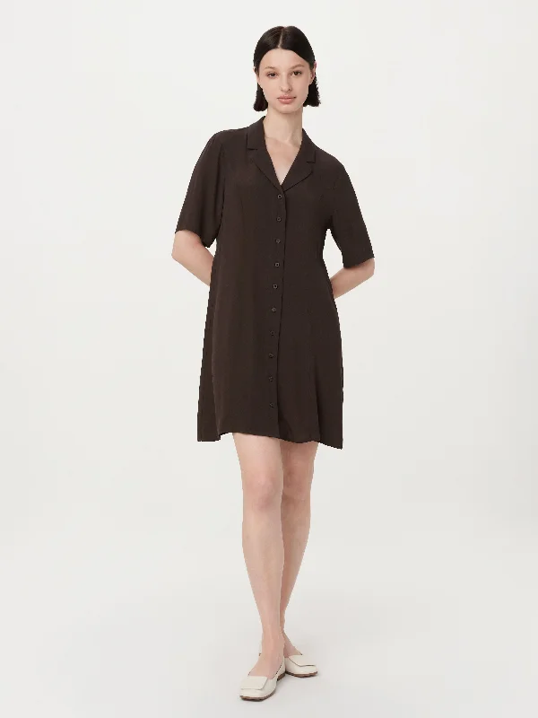 Capri Dresses for Playful -The Camp Collar Dress in Dark Chocolate