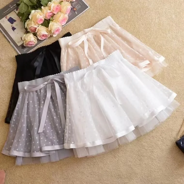 Vintage pencil skirts for nostalgic chic -2022 new sweet mesh lace point princess skirt BY4050