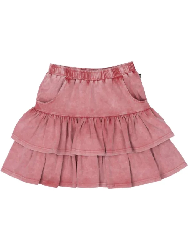 Soft linen skirts for gentle warm wear -Girl's Grunge Skirt In Red