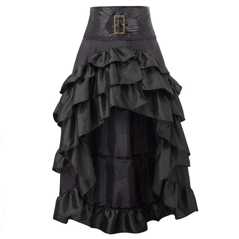 Durable skirts for long-lasting wardrobe staples -Women's Gothic Ruffled Layered High/low Skirt