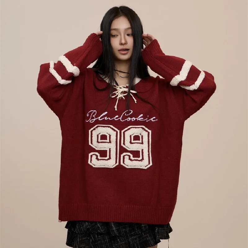 Oversized Sweaters for Relaxed Fit -Women's Embroidered Letters Loose And Lazy Style Retro College Style Sweater