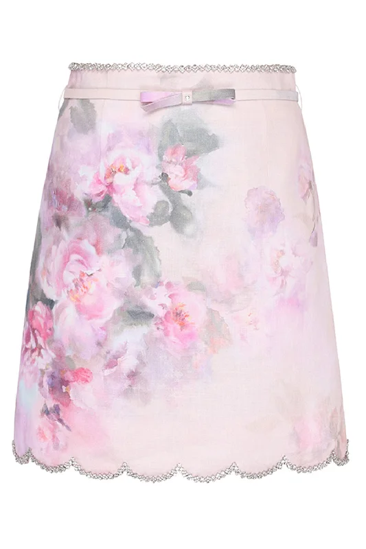 Lightweight skirts with airy fabric weave -Crush Scalloped Mini Skirt