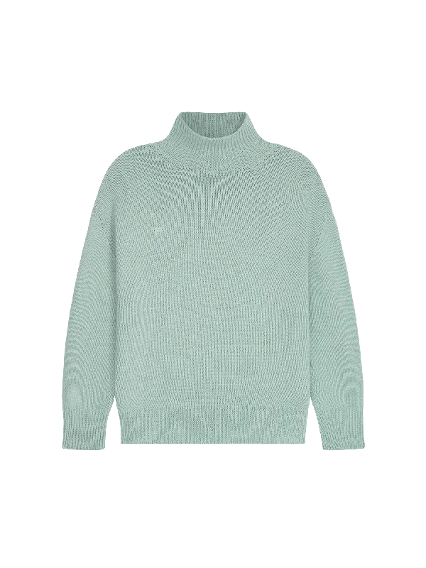 Breathable Sweaters for Comfort -Men's Recycled Cashmere Turtleneck Sweater—eucalyptus blue