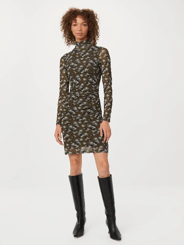 Green Dresses for Nature -The Mock Neck Mini Dress in Dark Olive