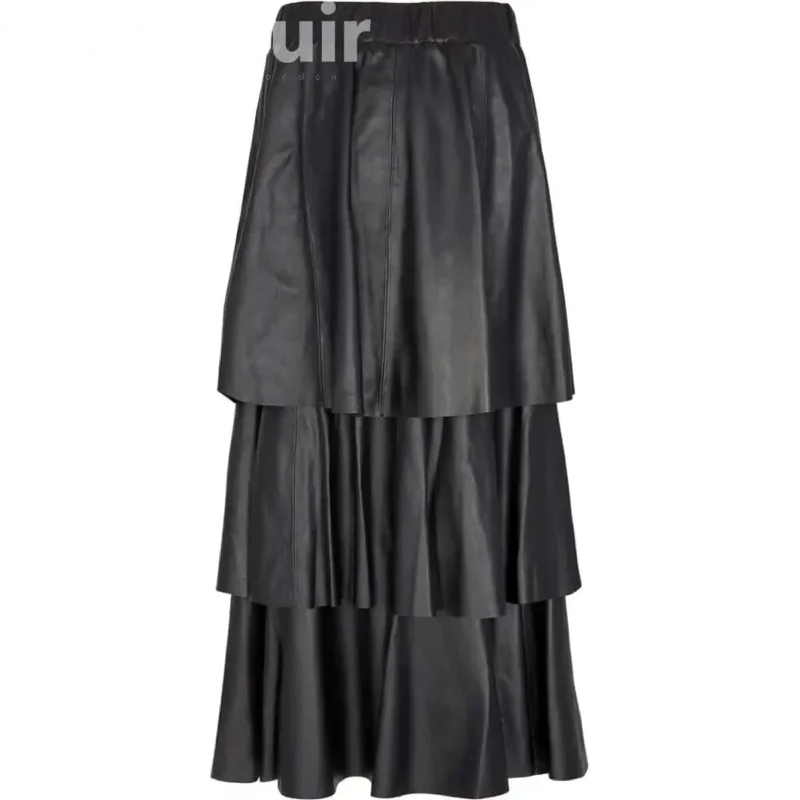 Vintage denim skirts for nostalgic charm -Long Black Skirt Lamb Paper Napa | Elegant Women's Fashion