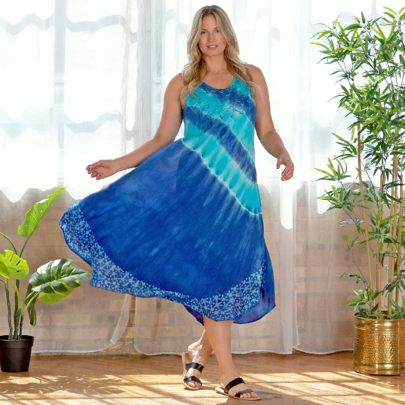 A-line Dresses for Flattering -Just My Stripe Tie-Dye Long Dress | Fair Trade