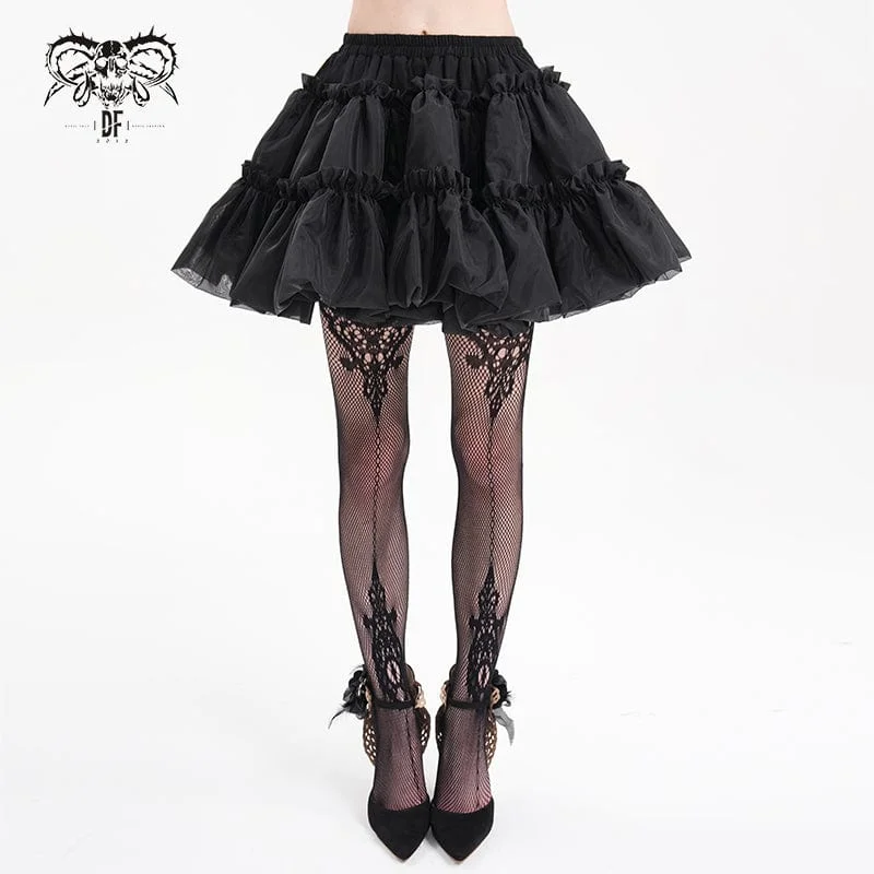 Stretchy skirts for all-body inclusivity -Women's Gothic Ruffled Mesh Bubble Short Skirt