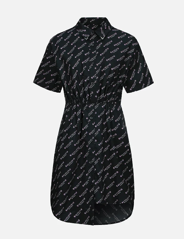 Fringed Dresses for Edgy -Monogram Logo Print Asymmetric Dress