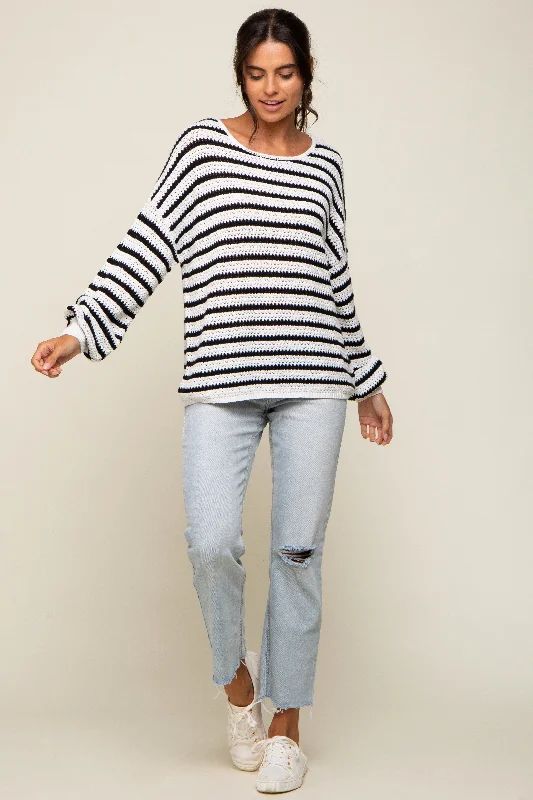 Oversized Sweaters for Relaxed Fit -Black Striped Sweater