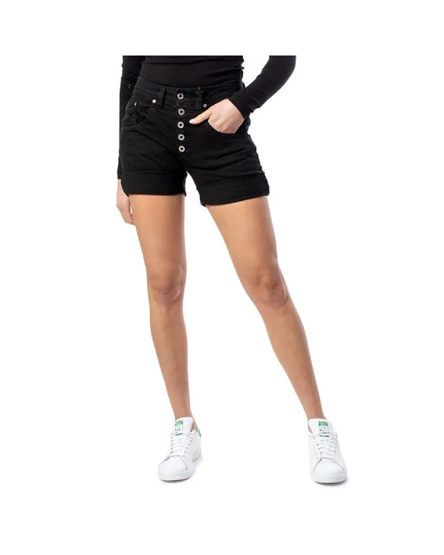 Trendy striped shorts for women with bold lines for a chic and stylish outfit-Replay Anbass Woman High Waisted Distressed Denim Shorts Black