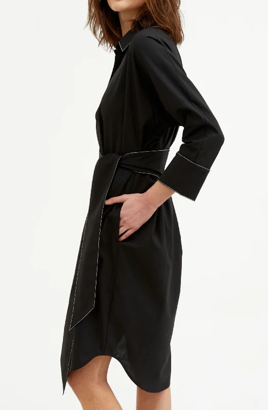 Sequined Dresses for Sparkle -ALEXA DOLMAN SLEEVE SHIRT DRESS IN ITALIAN TROPICAL WOOL BLEND GABARDINE