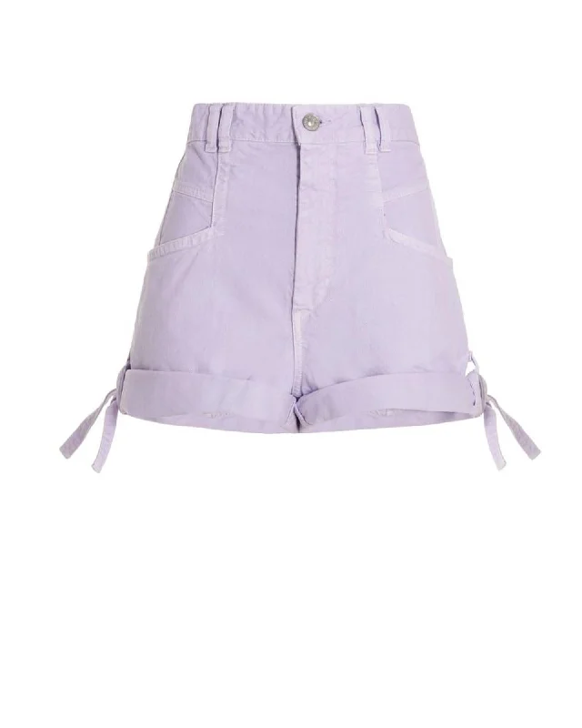 Classic navy shorts for men with a preppy, versatile design for casual outings-Isabel Marant Lilac Denim Shorts