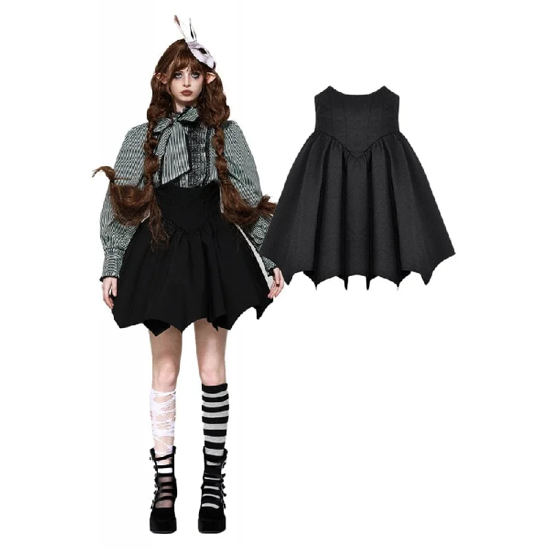 Lightweight cotton skirts for summer ease -Women's Gothic Lolita Batwing High-waisted Short Skirt