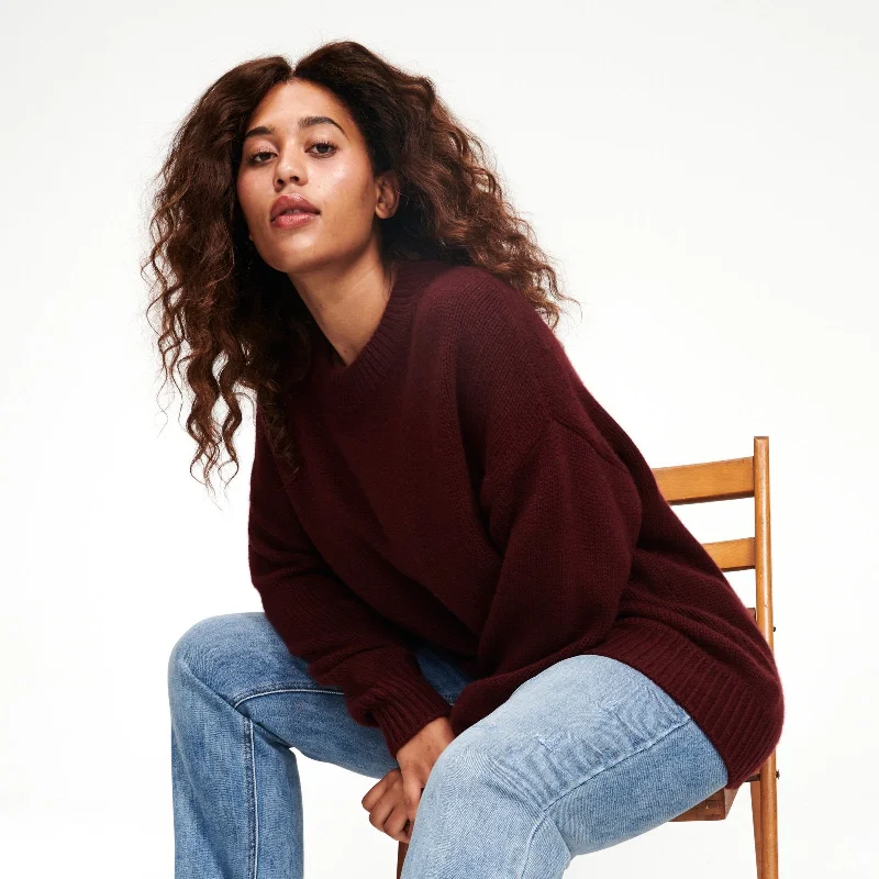 Valentine's Day Sweaters for Romantic Look -Cashmere Oversized Crewneck Sweater