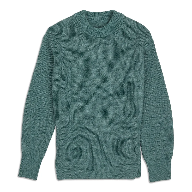 Cotton Sweaters for Everyday Wear -Merino Wool-Blend Ribbed Crewneck Sweater - Resale