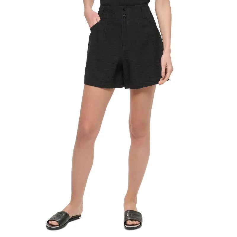 Versatile casual shorts for women with pockets and a flattering cut for summer days-DKNY Womens High Waist Crinkle Casual Shorts