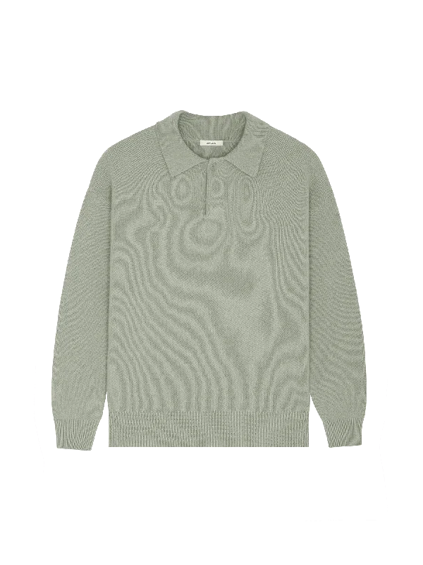 Mock - Neck Sweaters for Subtle Style -Womens DNA Recycled Cashmere Polo Sweater—moss green