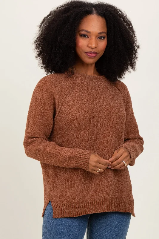 Solid Color Sweaters for Simple Elegance -Camel Raglan Knit Sweater