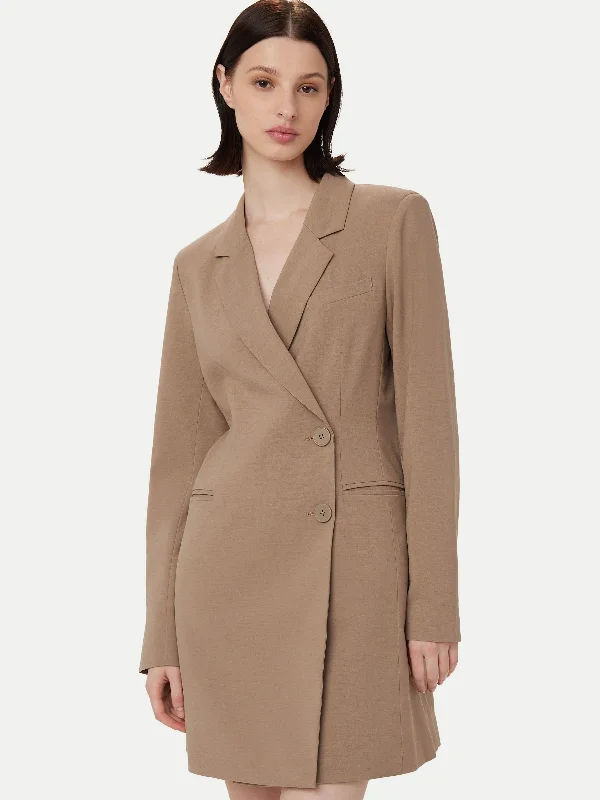 Wrap Dresses for Adjustable -The Fitted Blazer Dress  in Taupe