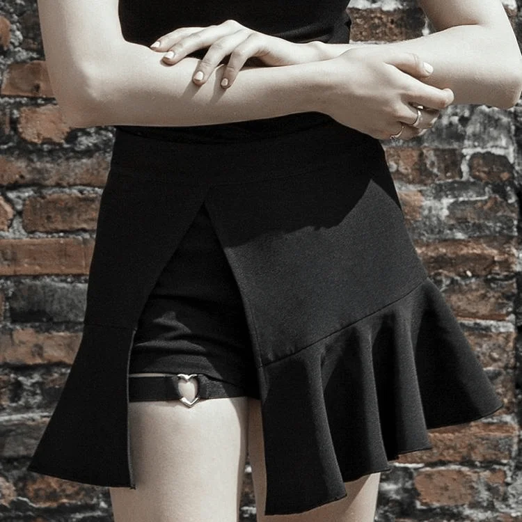 Classic skirts with subtle texture weave -Women's Goth Fake Two-Piece Fishtail A-Line Skirt