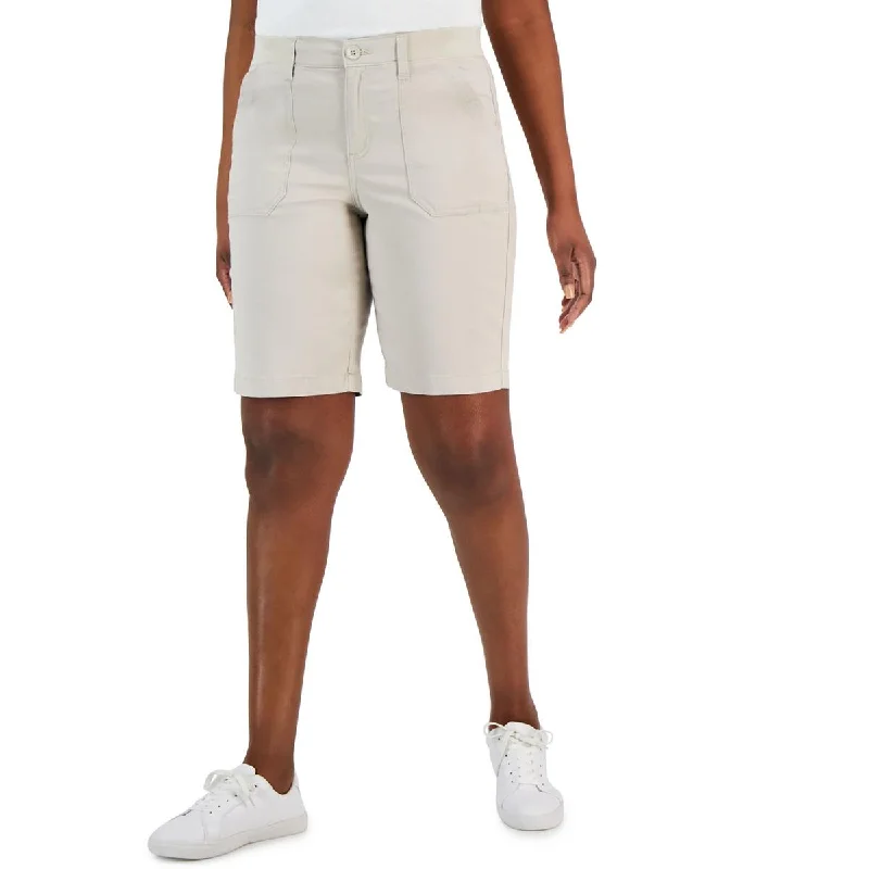 Best swim shorts for men with quick-dry fabric and stretchable waistband-Karen Scott Womens Mid-Rise Midi Bermuda Shorts