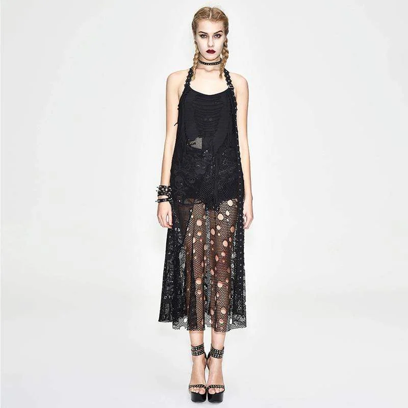 Luxury maxi skirts for dramatic flair -Women's Grunge Net Over Skirt