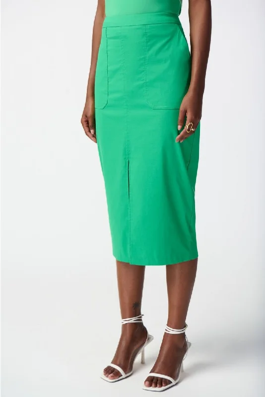 Lightweight skirts for warm weather comfort -Joseph Ribkoff Island Green Split Front Midi Pencil Skirt 241064