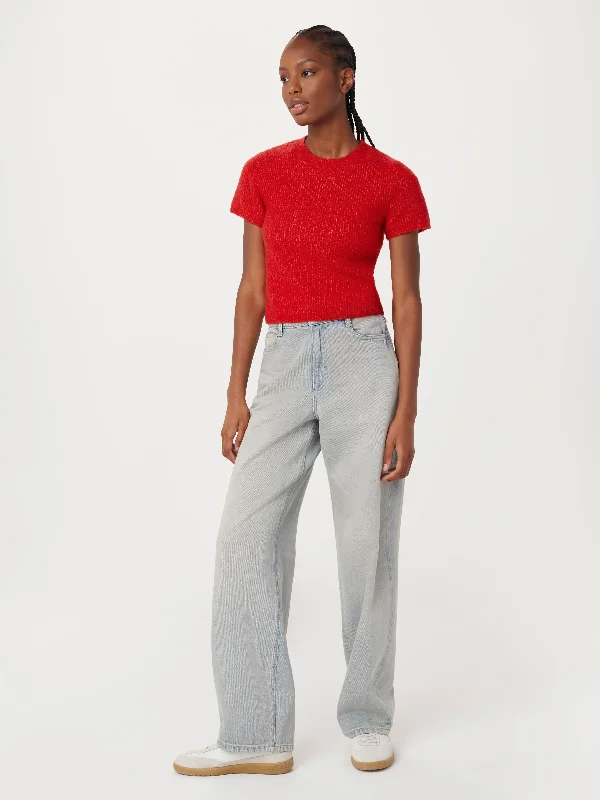 Heavy - Duty Sweaters for Harsh Weather -The Fuzzy Shrunken Sweater in Bright Red