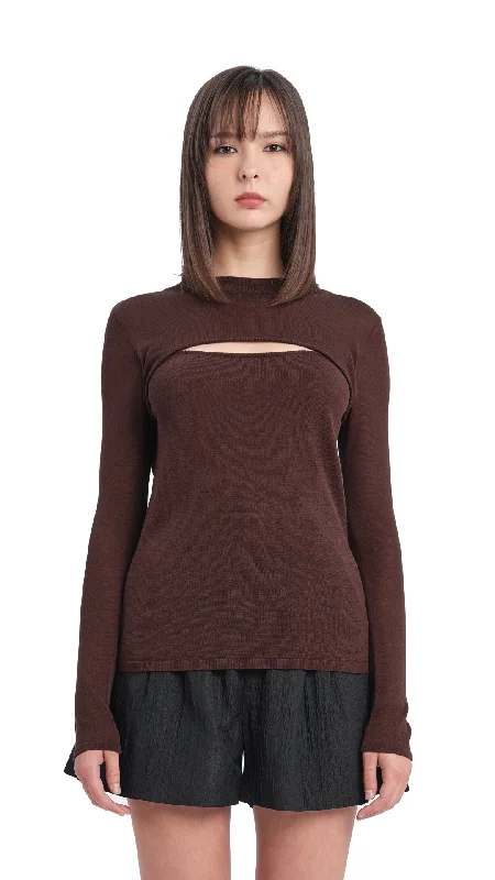 Modern - Design Sweaters for Trendy Fashion -Acetate Sheer Cut Out Sweater