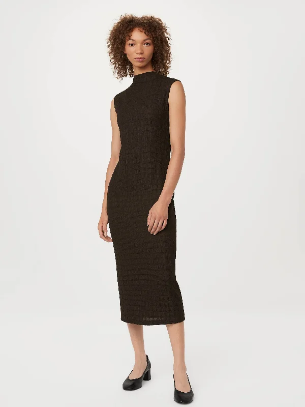 Animal Print Dresses for Fun -The Textured Midi Dress in Dark Chocolate