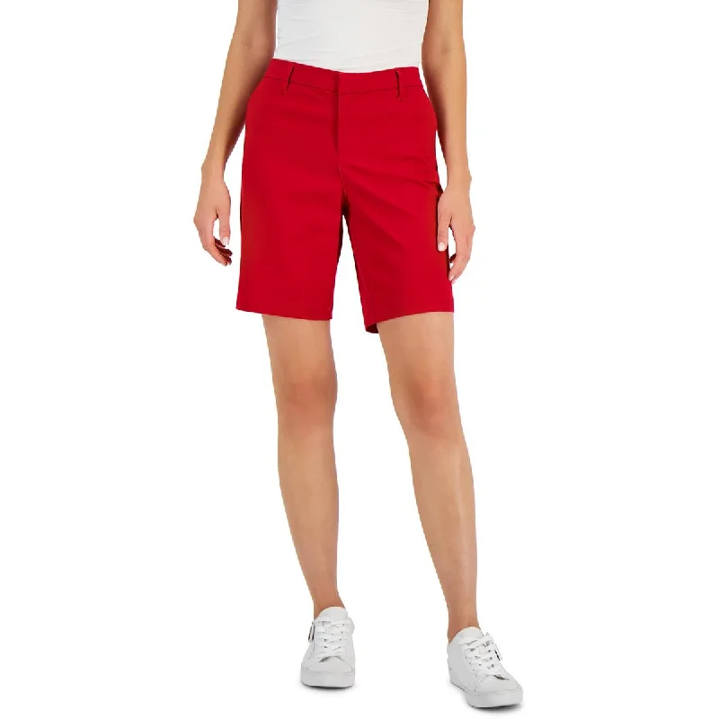 Trendy denim shorts for men with a slim fit and distressed finish for a casual style-Tommy Hilfiger Womens Hollywood Striped Midi Bermuda Shorts