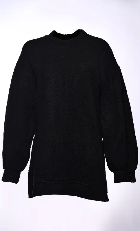 Cardigan Sweaters for Open - Front Style -Sweater Serenity: Unwind in Black Woolen Comfort