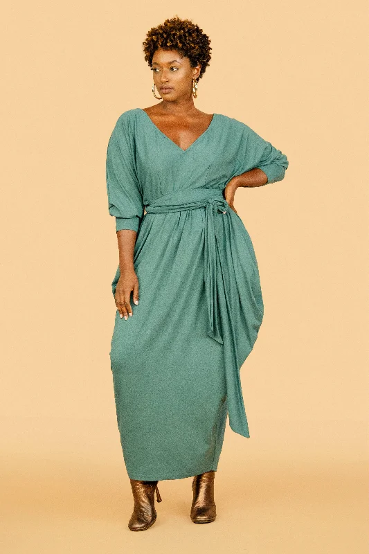 Sheath Dresses for Sophisticated -Long Sleeved Slouch Maxi Dress- Jibri