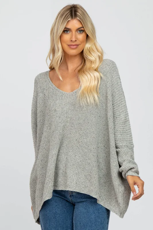 Crocheted Sweaters for Handmade Touch -Grey Speckled Oversized Sweater