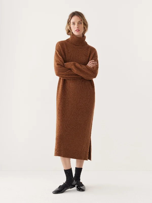 Celtic Dresses with Knotwork -The Turtleneck Sweater Dress in Caramel