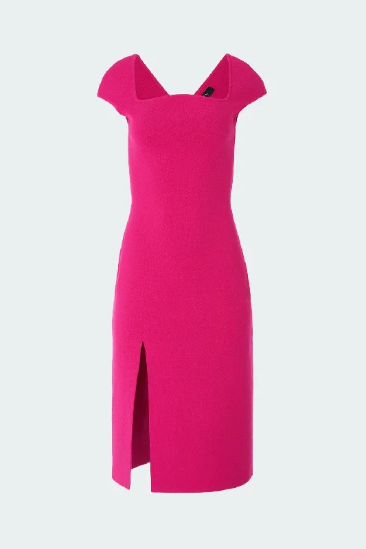 Tiered Dresses for Voluminous -Crepe Knit Slit Sheath Dress