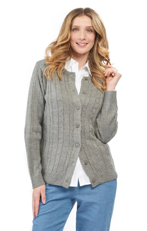 Non - Itchy Sweaters for Sensitive Skin -Women's Button Front Cable Cardigan – Button Up Sweater in Soft, Lightweight Acrylic