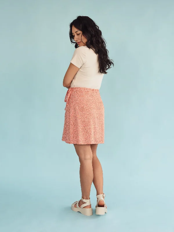 High-waisted skirts with button front detail -Louise Orange Cosmos Wrap Skirt