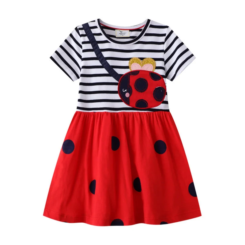 Silk Dresses for Luxurious -Girls Casual Fashion Short Sleeve Print Dress