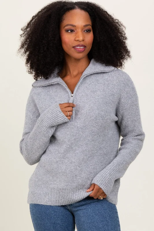 Baby Sweaters for Soft and Cozy -Heather Grey Half Zip Pullover Sweater