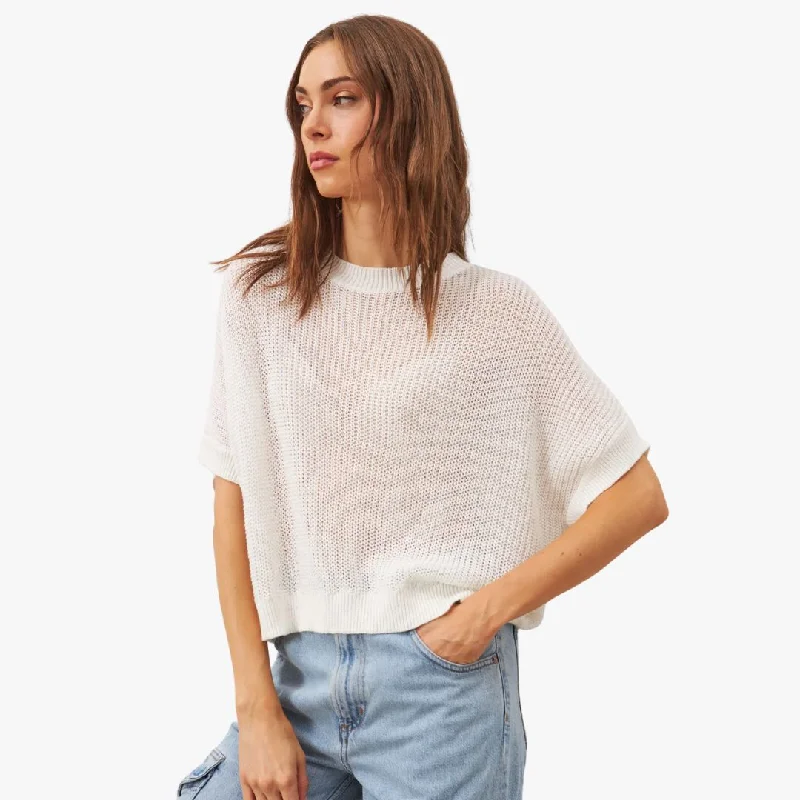 Knitted Sweaters for Traditional Style -Emersyn Short Sleeve Knit Sweater (Perle)