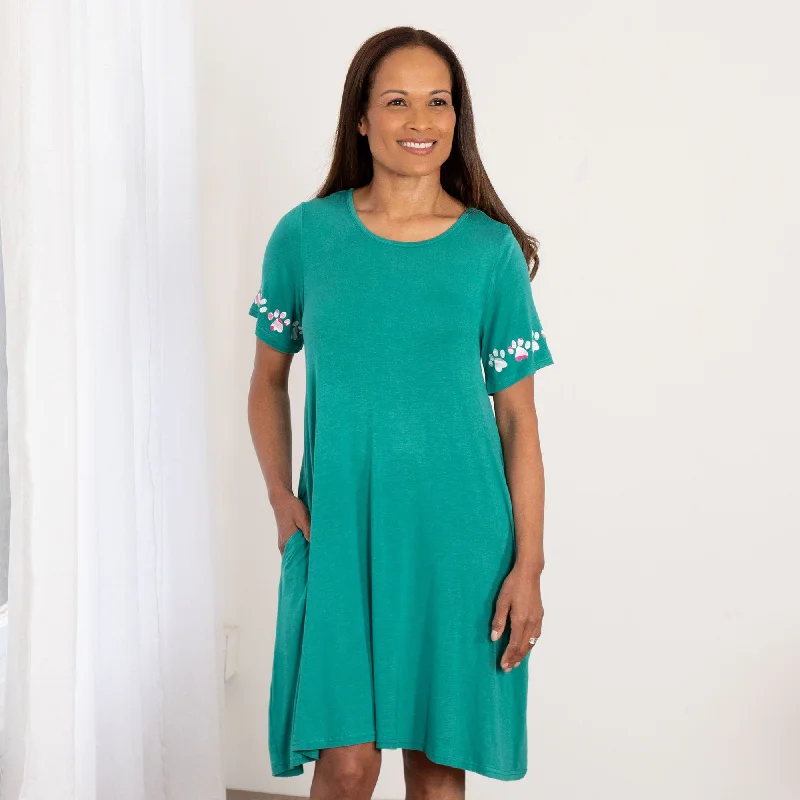 Beaded Dresses for Glamour -Celebration Paws T-Shirt Dress