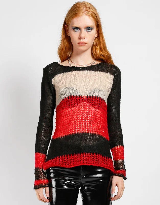 Rhinestone - Embellished Sweaters for Bling -PUNK STRIPE SWEATER