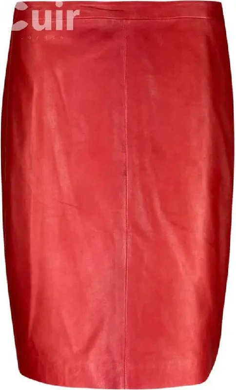 Flowy skirts for effortless beach cover-ups -Red Lamb Gloving Leather Skirt | Luxurious Elegance