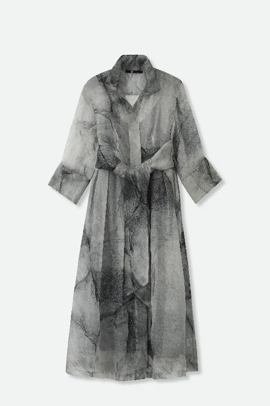 A-line Dresses for Flattering -GABRIELLE DRESS IN SILK ORGANZA STONEY GREY