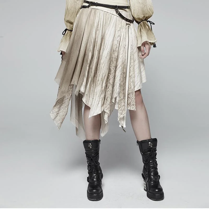 Durable denim skirts for rugged daily wear -Women's Steampunk Multilayer Skirt Net Skirt