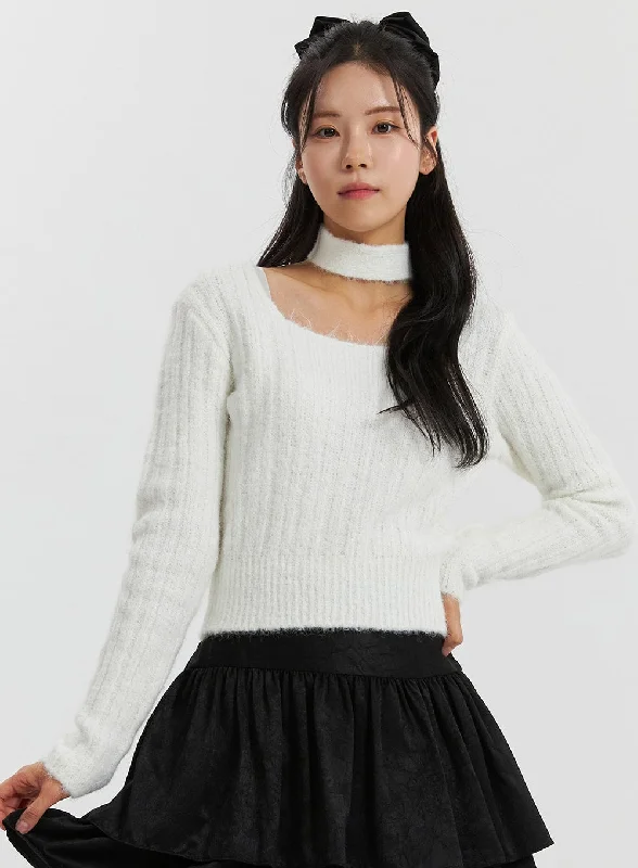 Long - Length Sweaters for Elegant Drape -Soft Square Neck Sweater OD318