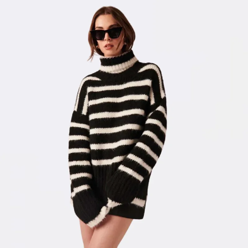 Zip - Up Sweaters for Functional Design -Tabby Sweater (Black Swan)